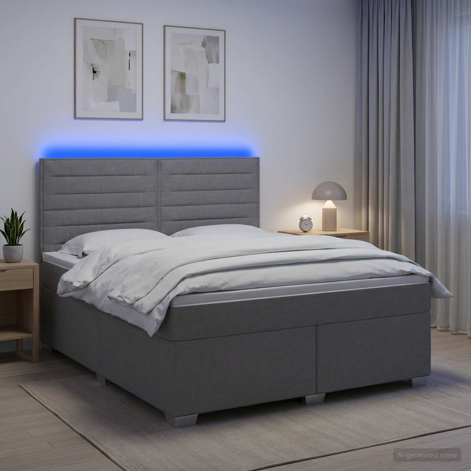Boxmadras med topmadras Lysegr 140 x 200 cm Stof