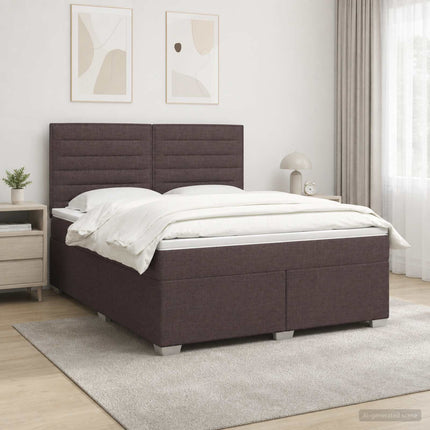 Boxmadras med topmadras Mørk Brun 140 x 200 cm Stof