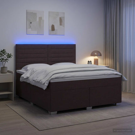 Boxmadras med topmadras Mørk Brun 140 x 200 cm Stof