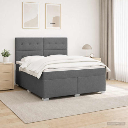 Boxmadras med topmadras Mørkegrå 140 x 200 cm Stof