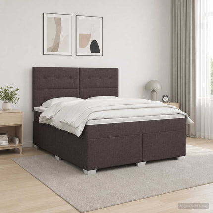 Boxmadras med topmadras Mørk Brun 140 x 200 cm Stof