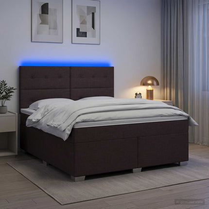 Boxmadras med topmadras Mørk Brun 140 x 190 cm Stof