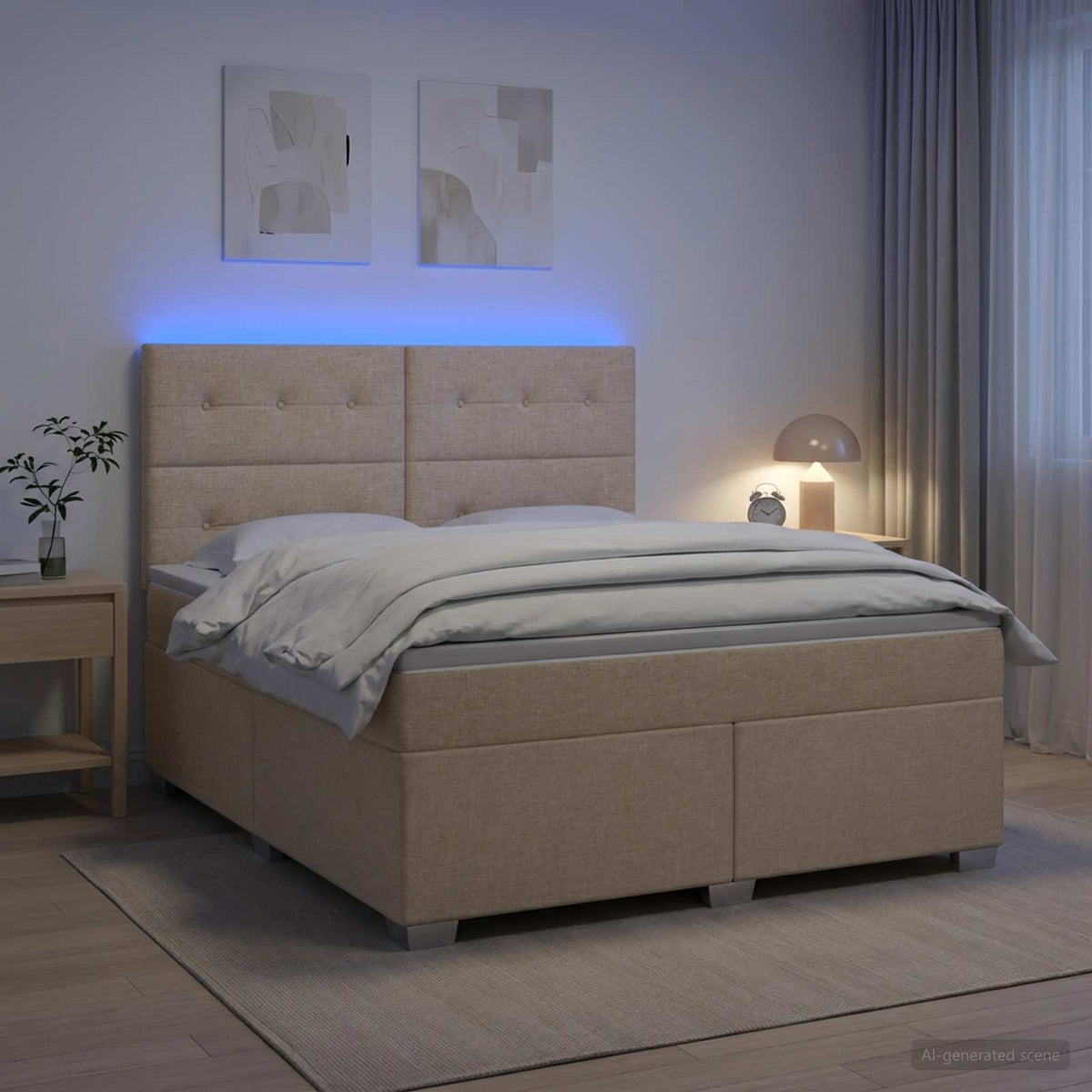 Boxmadras med topmadras Cremefarvet 140 x 200 cm Stof