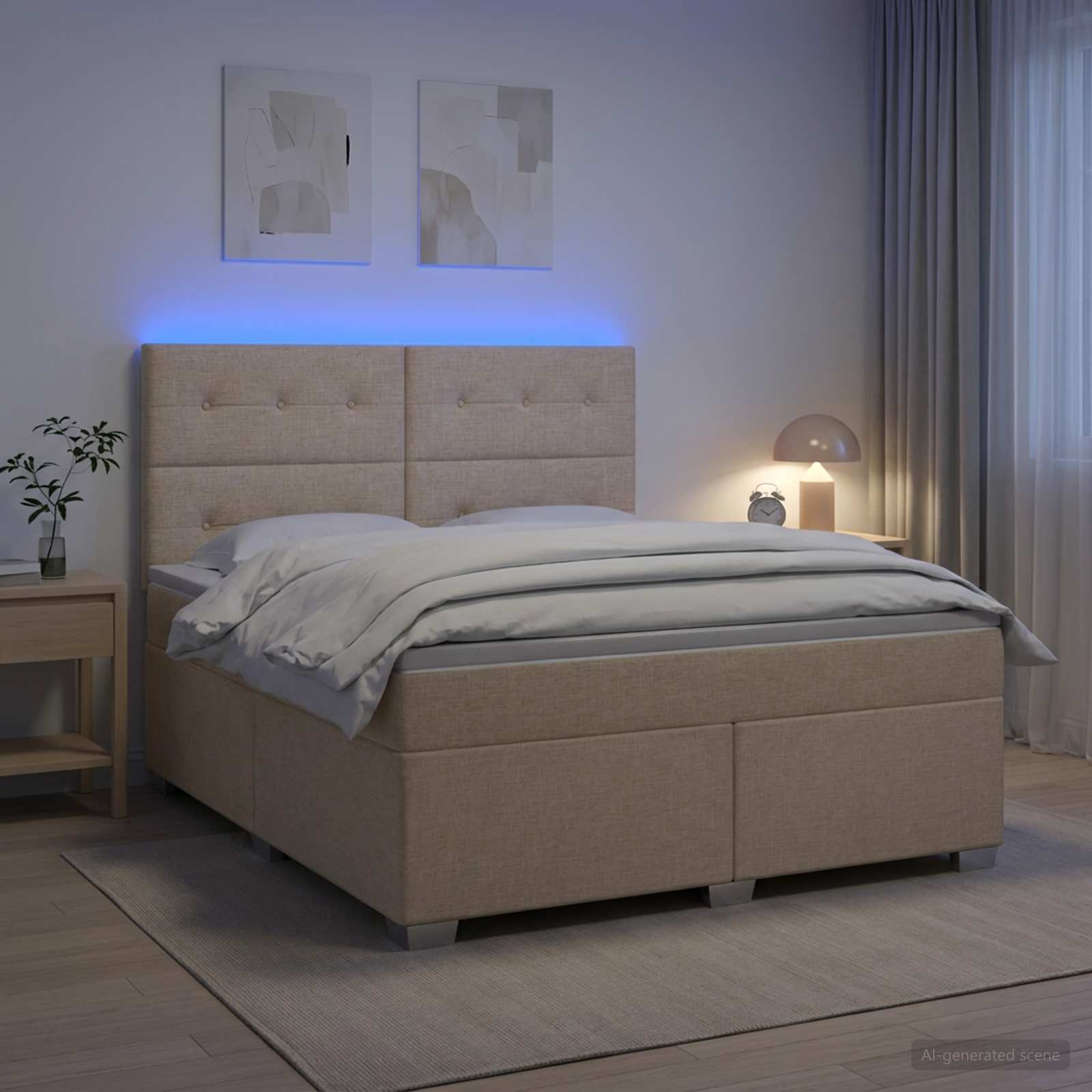 Boxmadras med topmadras Cremefarvet 140 x 190 cm Stof
