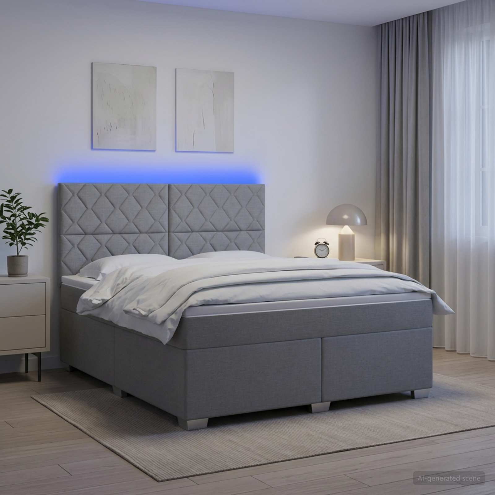 Boxmadras med topmadras Lysegr 180 x 200 cm Stof