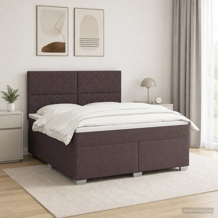 Boxmadras med topmadras Mørk Brun 160 x 200 cm Stof