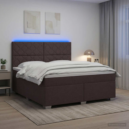 Boxmadras med topmadras Mørk Brun 160 x 200 cm Stof