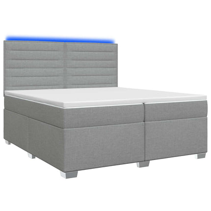 Boxmadras med topmadras Lysegrå 200 x 200 cm Stof