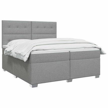 Boxmadras med topmadras Lysegrå 200 x 200 cm Stof