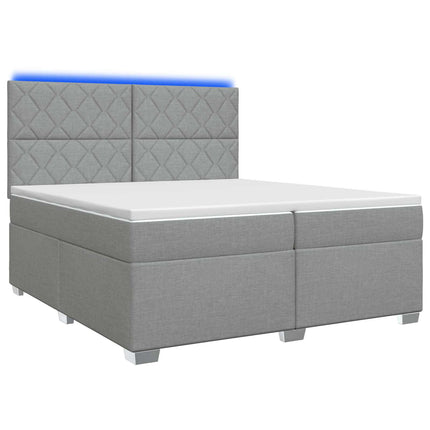 Boxmadras med topmadras Lysegrå 200 x 200 cm Stof