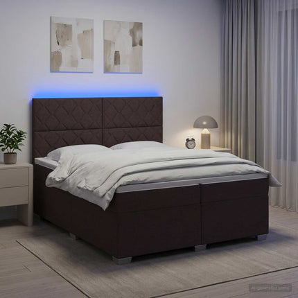 Boxmadras med topmadras Mørk Brun 200 x 200 cm Stof
