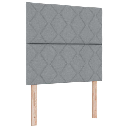 Box Spring Seng med Madras og LED Lysegrå 90 x 190 cm Stof