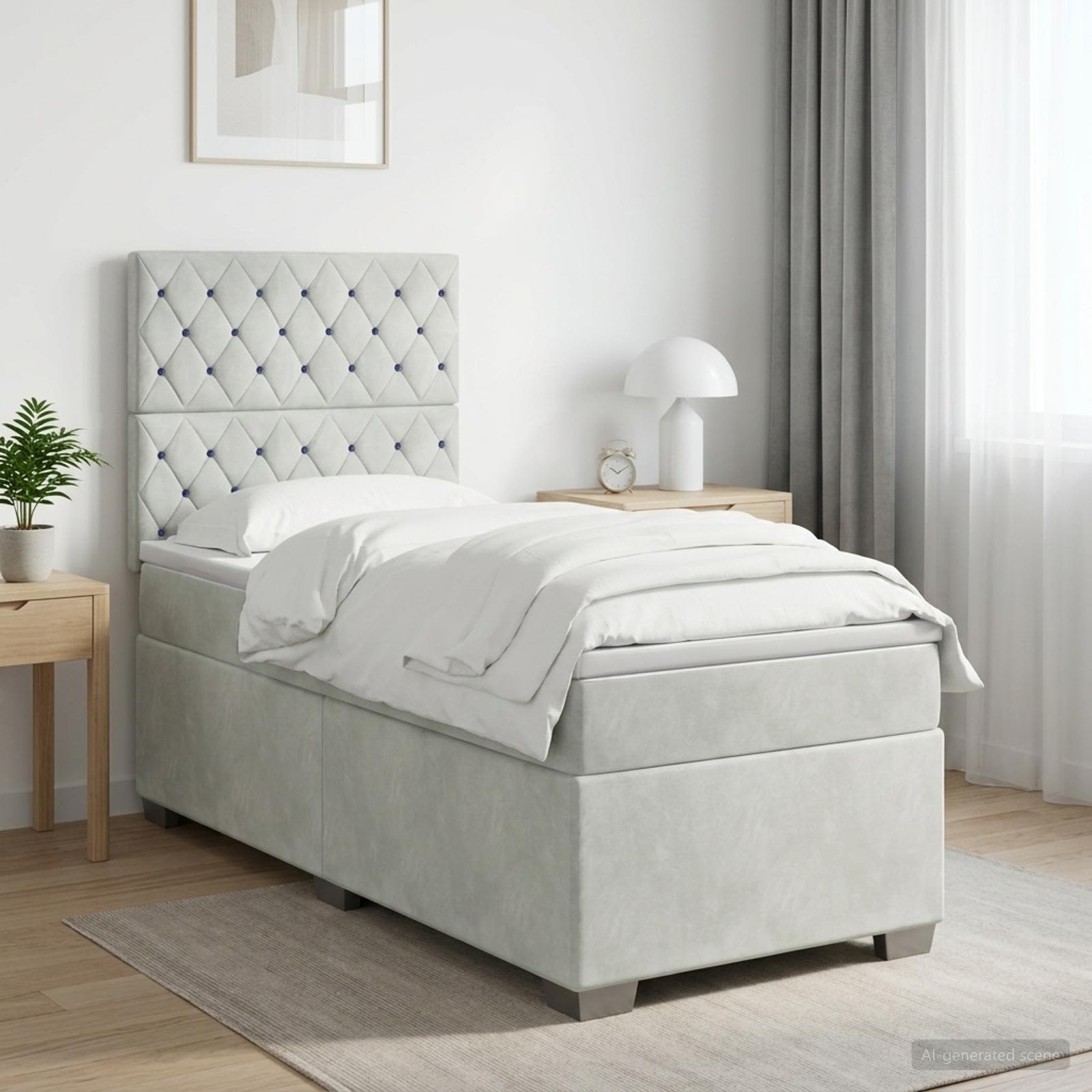 Boxmadras med topmadras Lysegr 100 x 200 cm Fljl