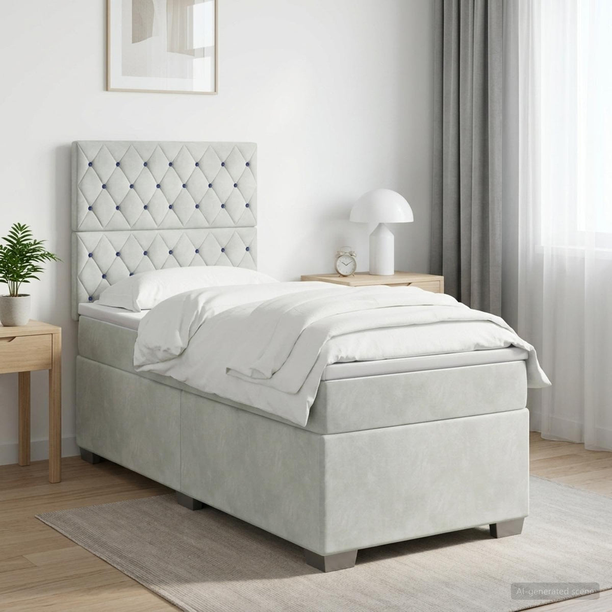 Boxmadras med topmadras Lysegr 90 x 190 cm Fljl