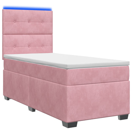 Boxmadras med topmadras Lyserød 100 x 200 cm Fløjl