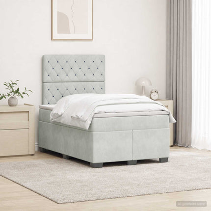 Boxmadras med topmadras Lysegrå 120 x 190 cm Fløjl