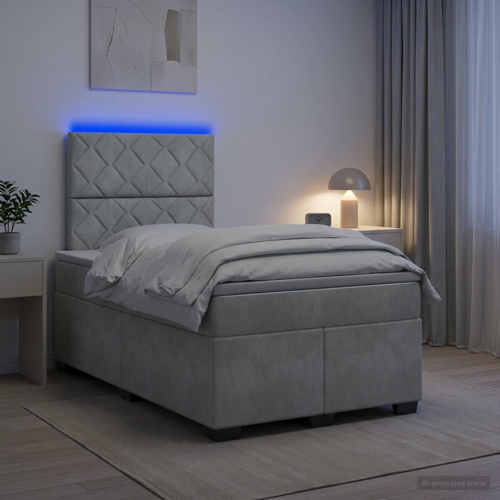 Boxmadras med topmadras Lysegr 120 x 190 cm Fljl