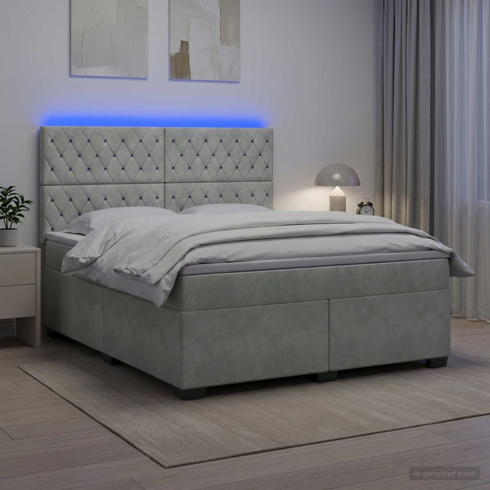 Boxmadras med topmadras Lysegr 140 x 190 cm Fljl