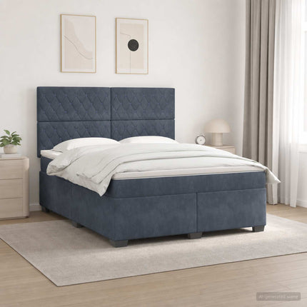 Boxmadras med topmadras Mørkegrå 140 x 190 cm Fløjl