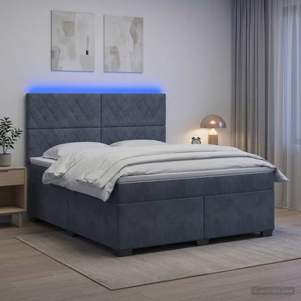 Boxmadras med topmadras Mørkegrå 140 x 190 cm Fløjl