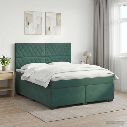 Boxmadras med topmadras Mørkegrøn 140 x 190 cm Fløjl