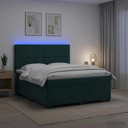 Boxmadras med topmadras Mørkegrøn 140 x 200 cm Fløjl
