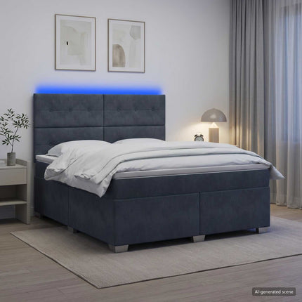 Boxmadras med topmadras Mørkegrå 140 x 190 cm Fløjl