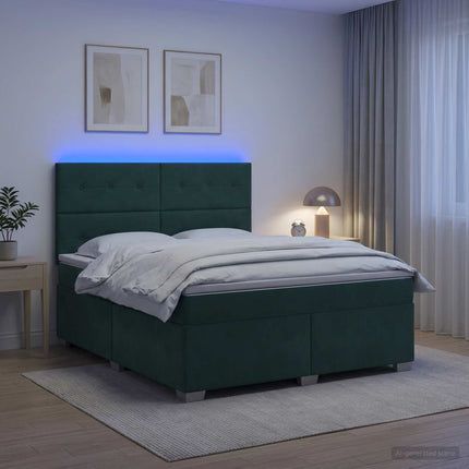 Boxmadras med topmadras Mørkegrøn 140 x 190 cm Fløjl