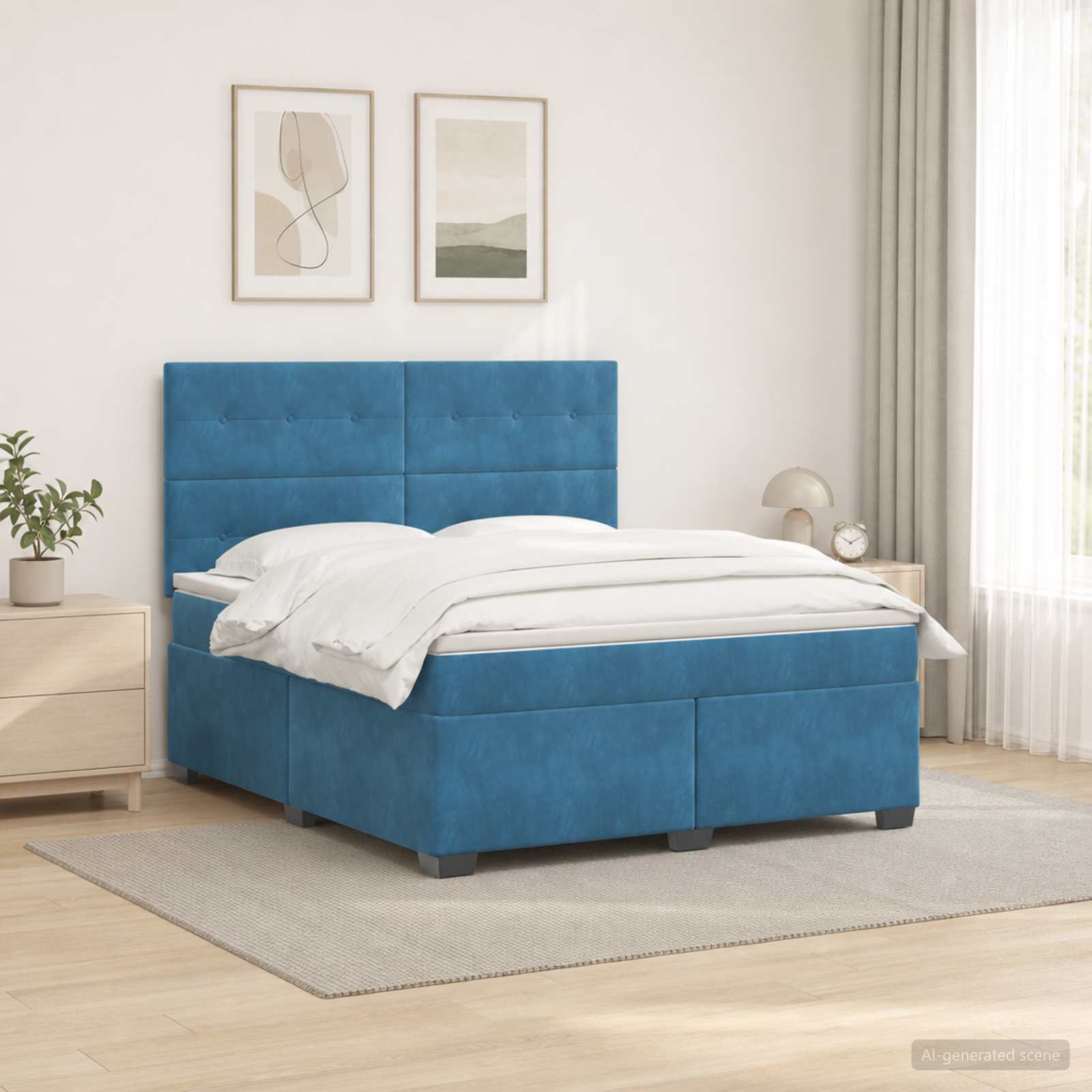 Boxmadras med topmadras med hovedgrde Bl 140 x 190 cm Fljl