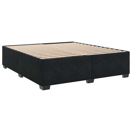Boxmadras med topmadras med hovedgærde Sort 180 x 200 cm Fløjl