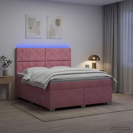 Boxmadras med topmadras Lyserød 140 x 200 cm Fløjl