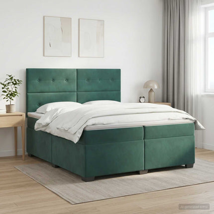 Boxmadras med topmadras Mørkegrøn 200 x 200 cm Fløjl