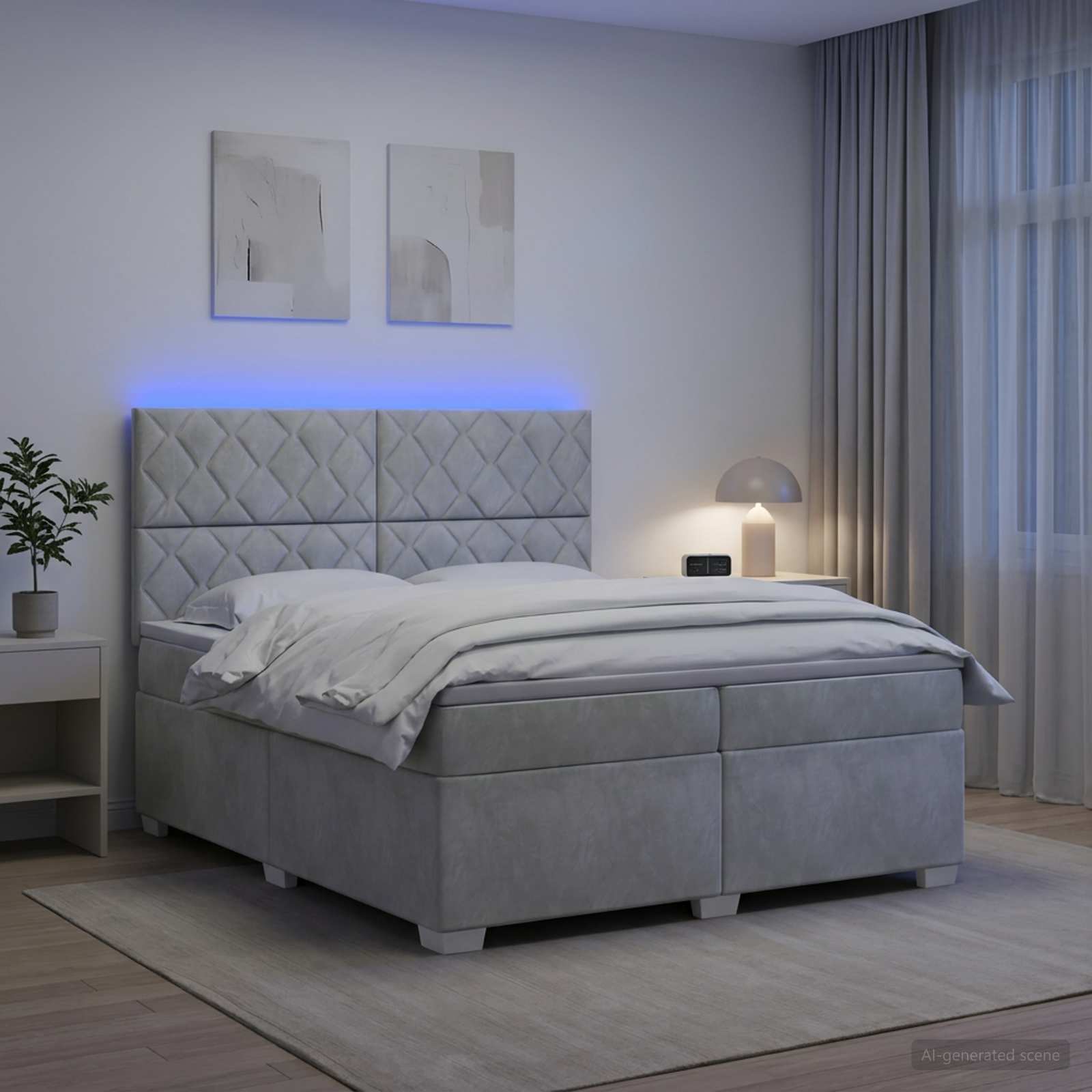 Boxmadras med topmadras Lysegr 200 x 200 cm Fljl