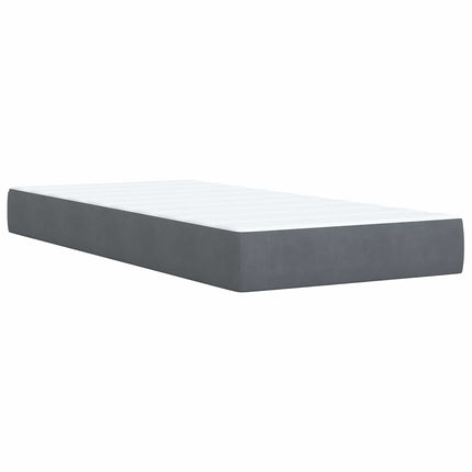 Box Spring Seng med Madras og LED Mørkegrå 90 x 190 cm Fløjl
