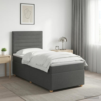 Boxmadras med topmadras Mørkegrå 80 x 200 cm Stof