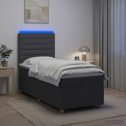 Boxmadras med topmadras Mørkegrå 100 x 200 cm Stof