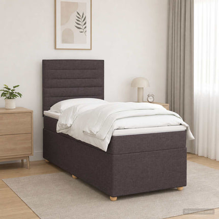 Boxmadras med topmadras Mørk Brun 100 x 200 cm Stof