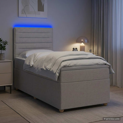 Boxmadras med topmadras Gråbrun 100 x 200 cm Stof