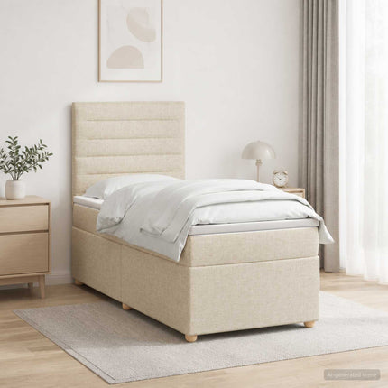 Boxmadras med topmadras Cremefarvet 80 x 200 cm Stof