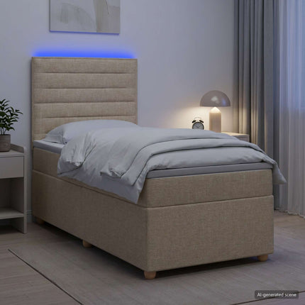 Boxmadras med topmadras Cremefarvet 80 x 200 cm Stof
