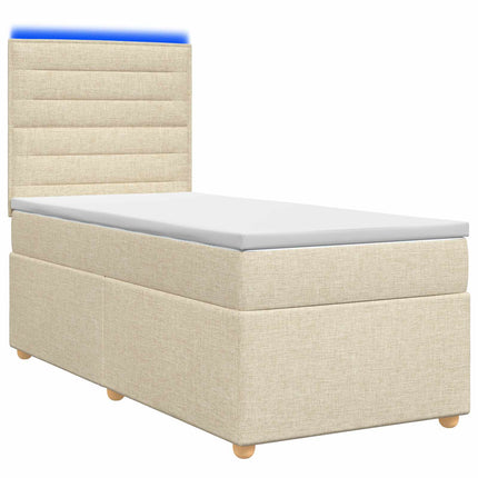 Boxmadras med topmadras Cremefarvet 80 x 200 cm Stof