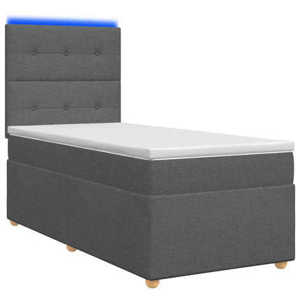 Boxmadras med topmadras Mørkegrå 80 x 200 cm Stof