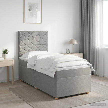Boxmadras med topmadras Lysegrå 100 x 200 cm Stof