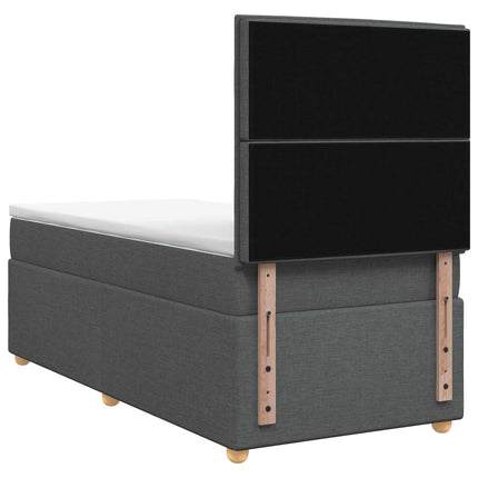 Boxmadras med topmadras Mørkegrå 80 x 200 cm Stof