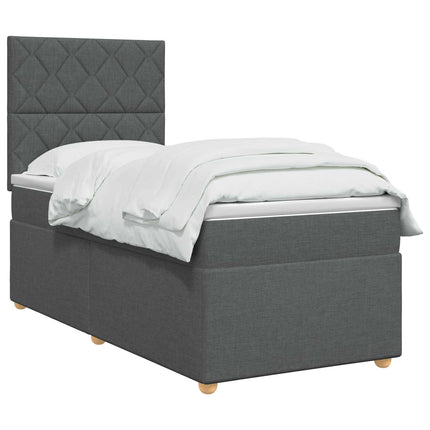 Boxmadras med topmadras Mørkegrå 80 x 200 cm Stof