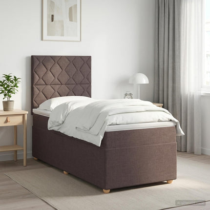 Boxmadras med topmadras Mørk Brun 100 x 200 cm Stof