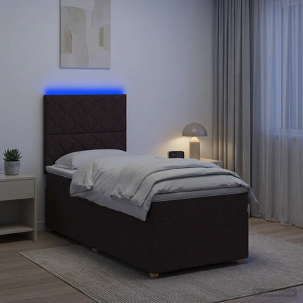 Boxmadras med topmadras Mørk Brun 90 x 200 cm Stof