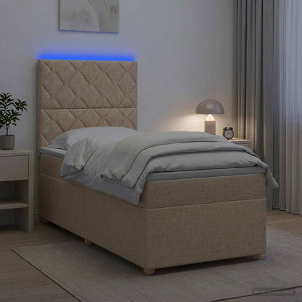 Boxmadras med topmadras Cremefarvet 90 x 200 cm Stof
