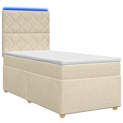 Boxmadras med topmadras Cremefarvet 80 x 200 cm Stof