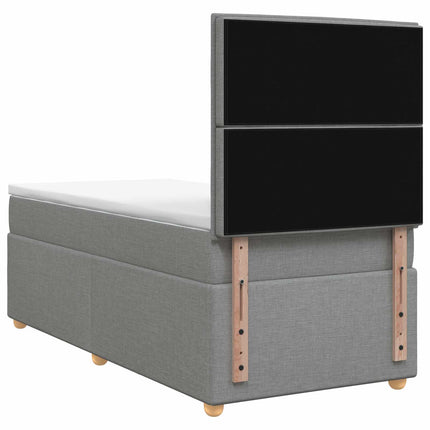 Boxmadras med topmadras med hovedgærde Lysegrå 90 x 190 cm Stof